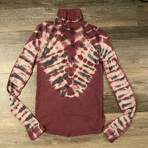 Free People Lightweight Purple Tie-Dye Turtleneck